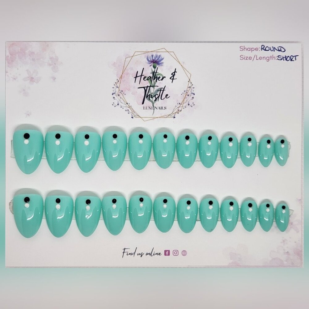 Heather & Thistle Luxe Press-On Nails - Celestial Mint - Short Round